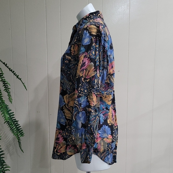 Vintage Abstract Floral Shirt Sz S Oversized Westbound 90's Bohemian Blouse - Picture 3 of 9